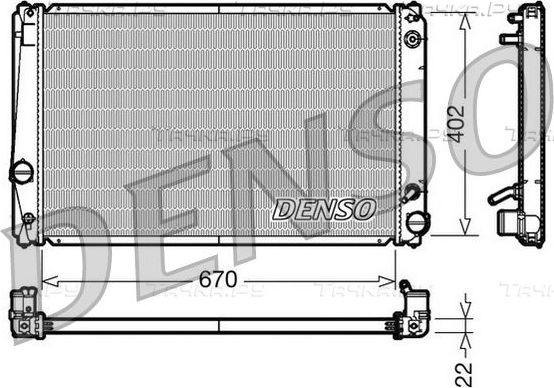 Радиатор охлаждения двигателя Denso (алюминий) для Toyota RAV4 III (XA30) 2005-2013. Артикул DRM50052