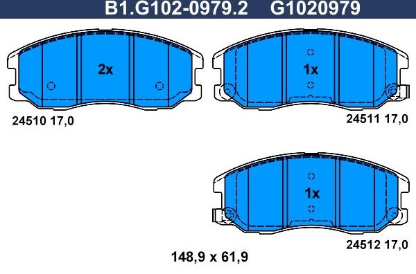 Тормозные колодки Galfer передние для Chevrolet Captiva I 2006-2018. Артикул B1.G102-0979.2