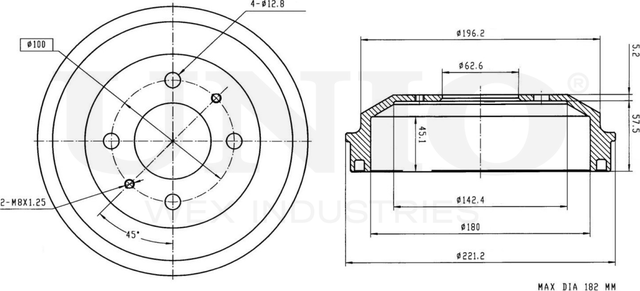 Барабан тормозной (Unio). Артикул BRD-10002