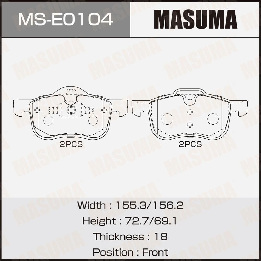 Колодки дисковые MASUMA, AN-4527K, PN0137 fro Masuma. Артикул MSE0104