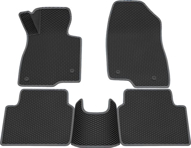 Коврики Rezkon 3D EVA Ромб резиновые для салона Mazda 3 III 2013-2019 Серый кант. Артикул 9223010202