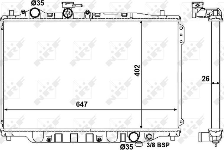Радиатор охлаждения двигателя NRF (алюминий). Артикул 506518