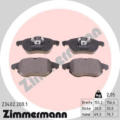 Тормозные колодки Zimmermann. Артикул 23402.200.1
