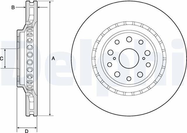 Тормозной диск Delphi передний левый для Lexus LS V 2017-2026. Артикул BG9187C