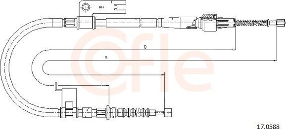 Трос ручника (тросик ручного тормоза) Cofle задний правый для Mazda Premacy I (CP) 1999-2005. Артикул 92.17.0588