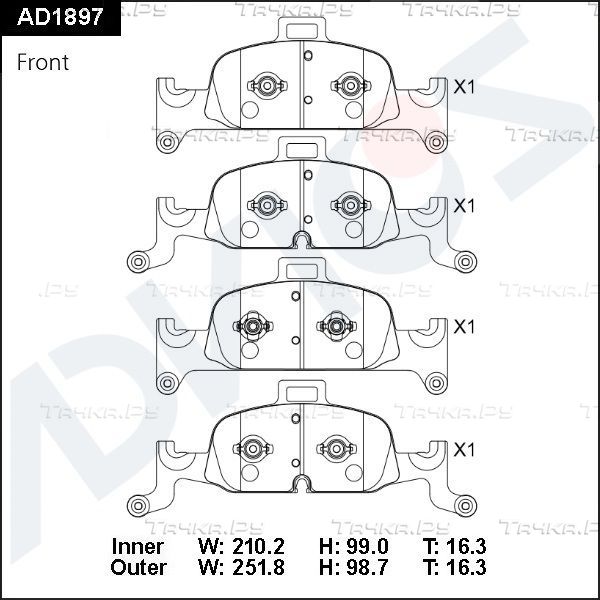 Тормозные колодки Advics передние для Audi Q5 Sportback I 2020-2026. Артикул AD1897