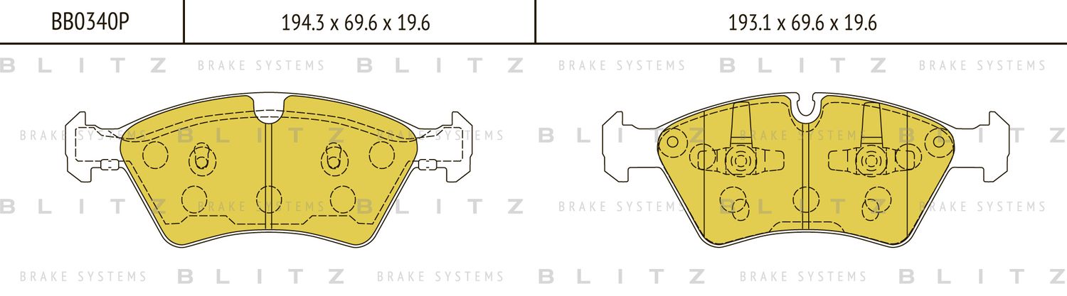 Колодки тормозные дисковые передние (Blitz). Артикул BB0340P