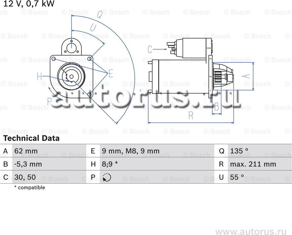Стартер (Bosch). Артикул 0986017930