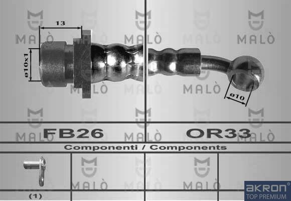 Тормозной шланг Malò. Артикул 80628
