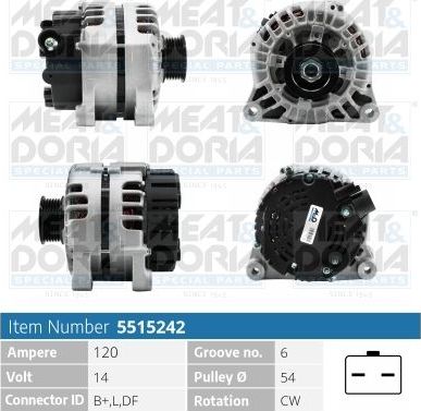Генератор Meat & Doria для Peugeot 307 I 2000-2009. Артикул 5515242