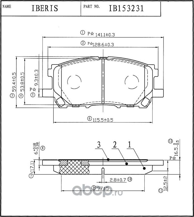 КОЛОДКИ ТОРМ.ПЕРЕД., К-Т LEXUS RX II (U38) (Iberis). Артикул IB153231