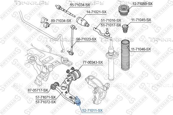 Шаровая опора Stellox передняя правая/левая нижняя для Mazda 5 I (CR) 2005-2010. Артикул 52-71011-SX