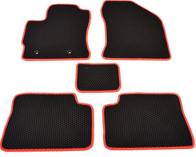 Коврики резиновые Avtodriver SOTA для салона Toyota Corolla E160 2013-2019 Черные, красный кант. Артикул EVAS.0642.02