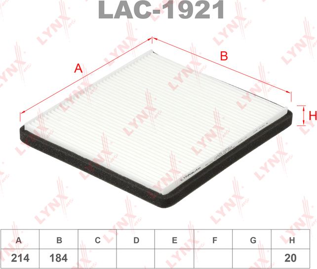 Салонный фильтр LYNXauto. Артикул LAC-1921