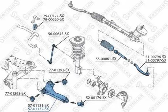 Рычаг передней подвески Stellox для Renault Megane IV 2010-2026. Артикул 57-01132-SX