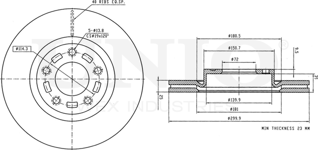Диск тормозной (Unio). Артикул BRD-20193
