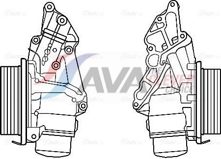 Радиатор масляный (маслоохладитель) для двигателя AVA (алюминий). Артикул MS3688H
