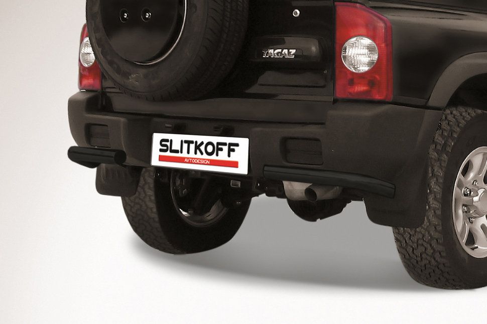 Защита Slitkoff задняя d57 уголки ЧЕРНАЯ матовая для ТагАЗ Tager 5-дв. 2008-2026. Артикул TAT5d019B