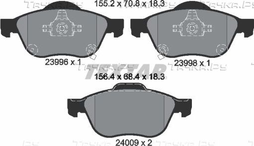 Тормозные колодки Textar передние для Toyota Avensis I 2001-2003. Артикул 2399601