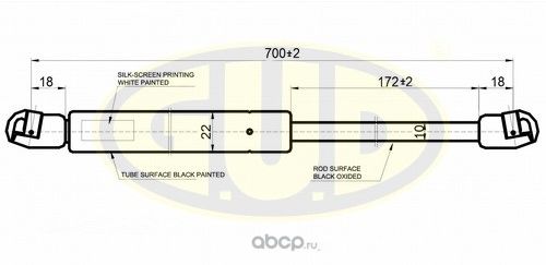 АМОРТИЗАТОР БАГАЖНИКА PGT PGT EXPERT, 0107- 1050N L=700172MM G.U.D.. Артикул GGS020442