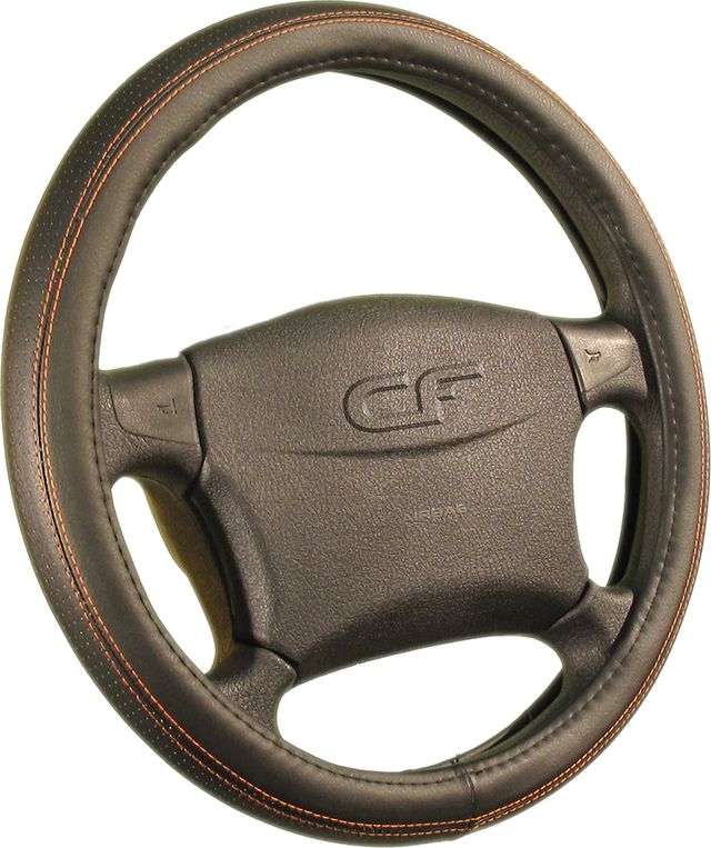 Оплётка на руль CarFashion Gap (размер M, экокожа, цвет ЧЕРНЫЙ/ОРАНЖЕВЫЙ). Артикул 31185