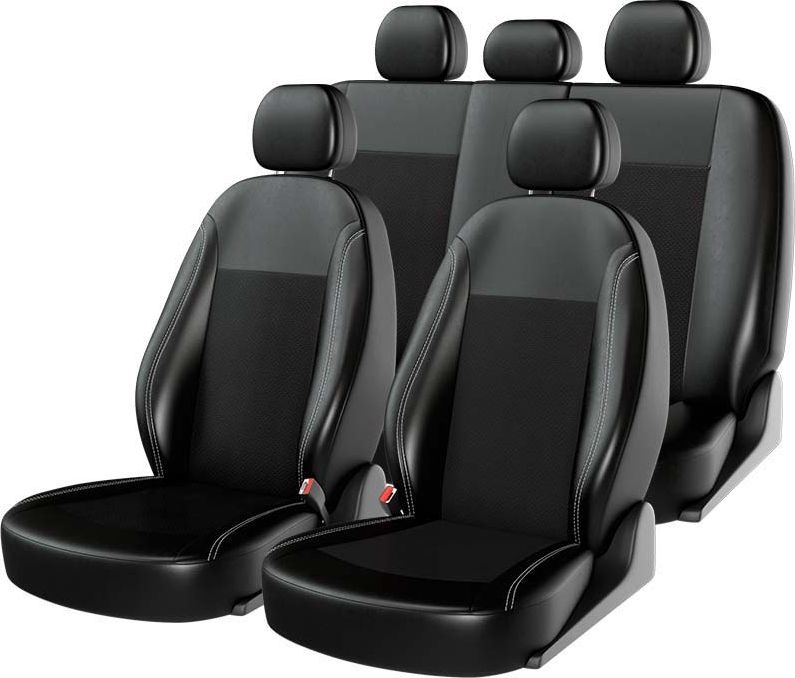 Чехлы универсальные CarFashion Atom Comfort на сидения авто, цвет Черный/Черный/Черный. Артикул 10966