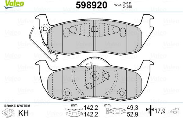 Тормозные колодки Valeo. Артикул 598920