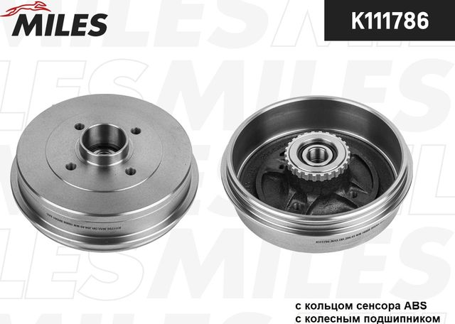 Тормозной барабан (в сборе) Miles задний для Renault Logan I 2004-2015. Артикул K111786