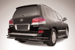 Защита Slitkoff задняя d76/42 уголки двойные ЧЕРНАЯ матовая для Lexus LX 570 2012-2026. Артикул LLX570-12-013B