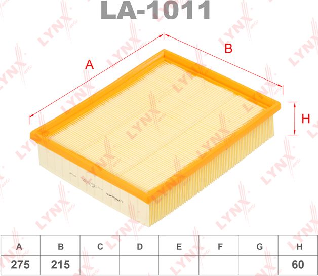 Воздушный фильтр LYNXauto для Volkswagen Transporter T4 1995-2003. Артикул LA-1011