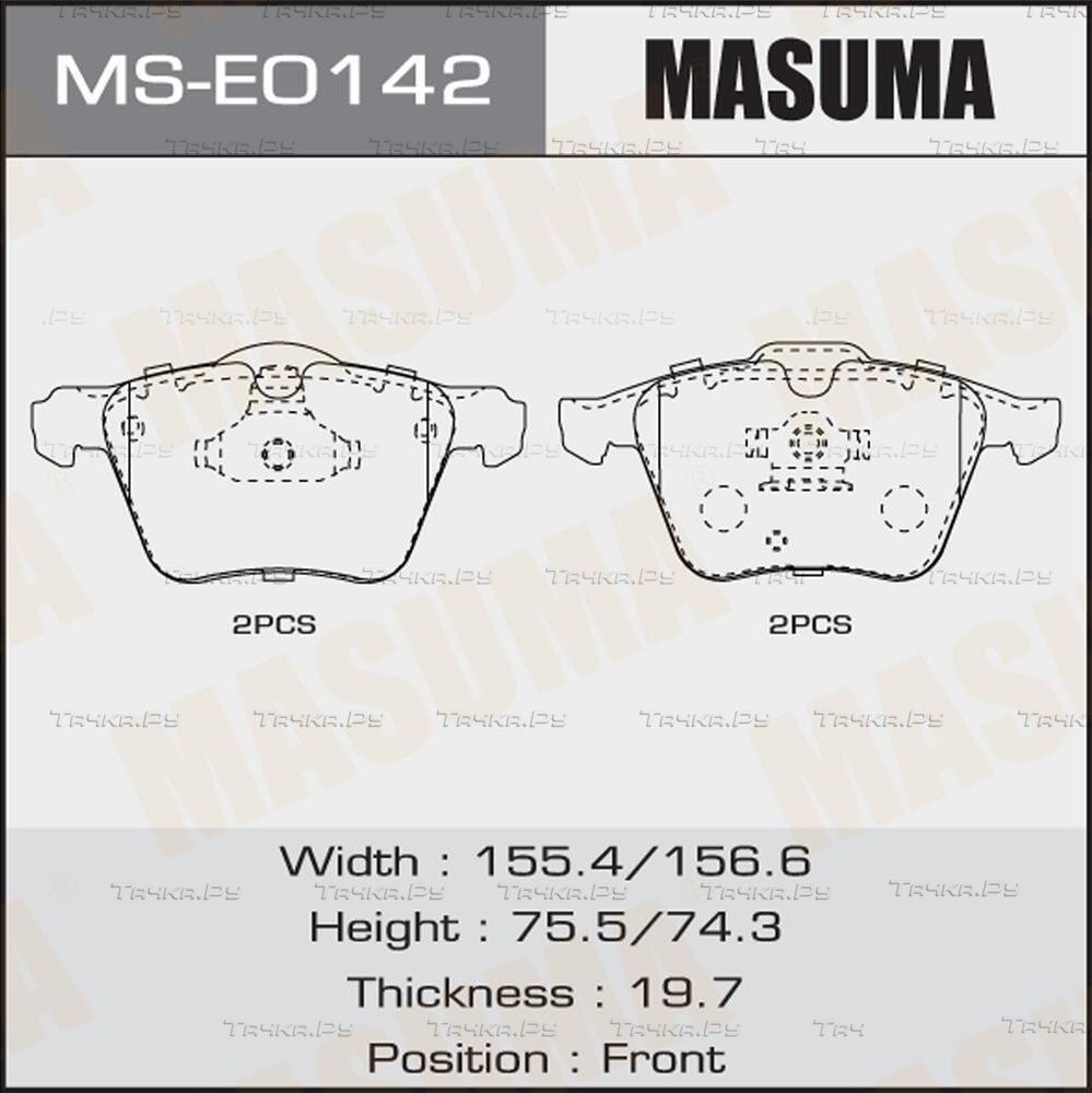 Тормозные колодки Masuma передние для Volvo XC90 I 2002-2014. Артикул MS-E0142