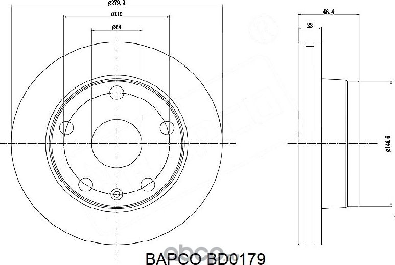 Диск тормозной передний вентилируемый BD0179, (Bapco) Bapco. Артикул BD0179