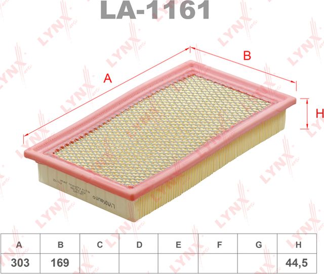 Воздушный фильтр LYNXauto для Ford Edge I 2010-2014. Артикул LA-1161