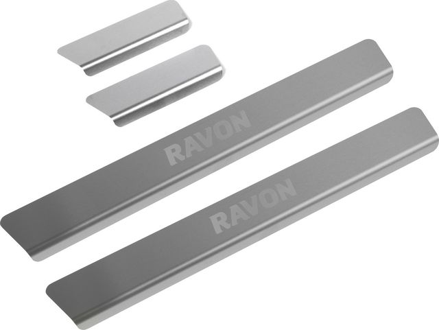 Накладки Rival на пороги (с надписью) для Ravon R4 2016-2026. Артикул NP.1303.3