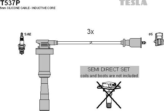Высоковольтные провода (провода зажигания) (комплект) Tesla. Артикул T537P