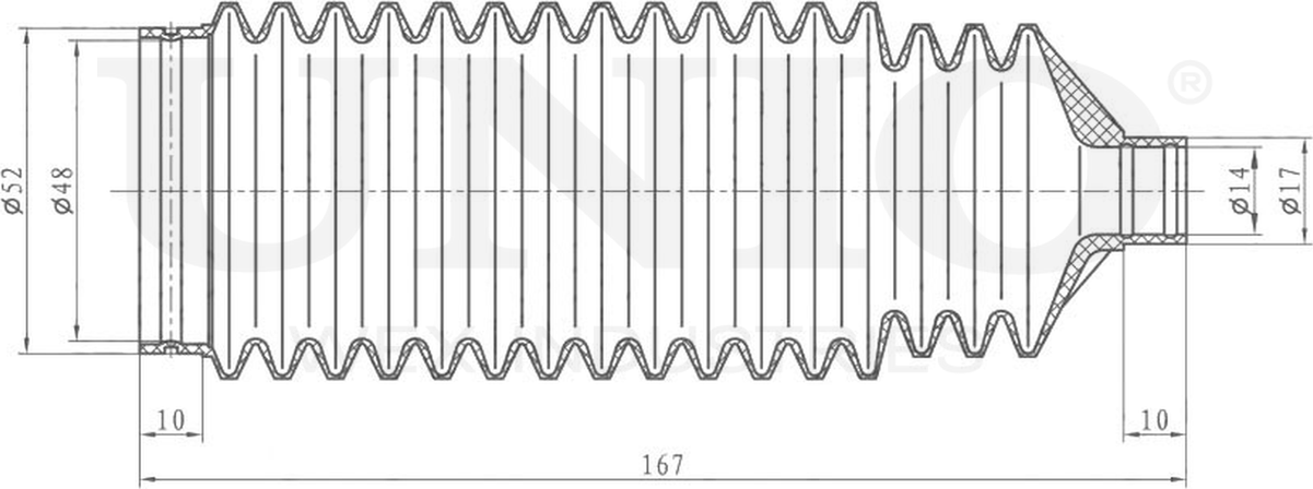 Пыльник рулевой рейки (Unio). Артикул DUC-20007