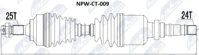 Полуось (привод в сборе, приводной вал) NTY. Артикул NPW-CT-009