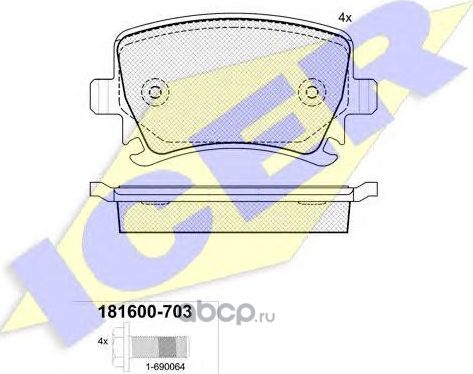 Колодки тормозные дисковые, комплект (Icer). Артикул 181600