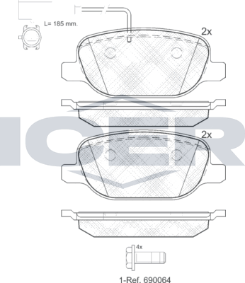 Тормозные колодки Icer для Alfa Romeo Giulietta III 2010-2026. Артикул 181996