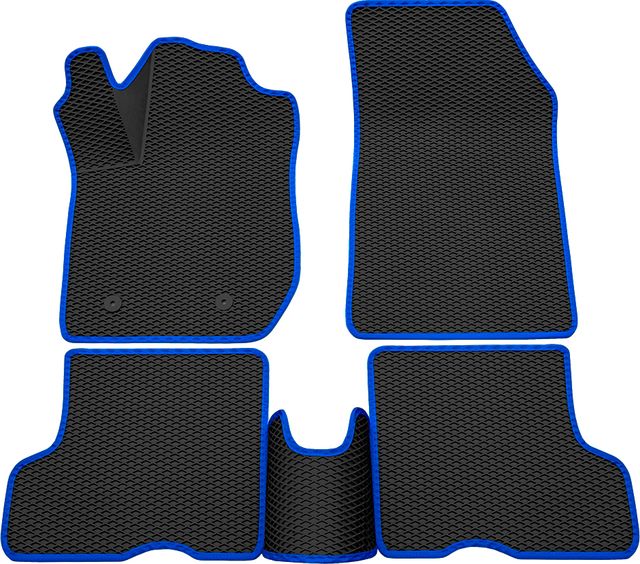 Коврики Rezkon 3D EVA Ромб резиновые для салона Lada Xray Оptima 2015-2026 Синий кант. Артикул 9239055103