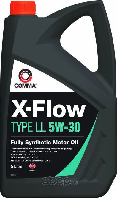 Масло моторное 5W30 COMMA 5л синтетика XFLOW TYPE LL. Артикул XFLL5L