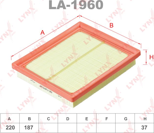 Воздушный фильтр LYNXauto. Артикул LA-1960
