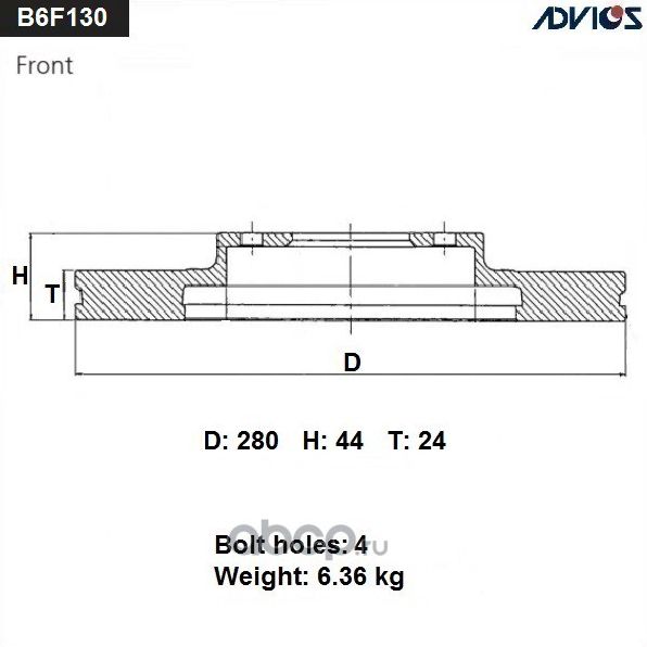 Тормозной диск Advics. Артикул B6F130B