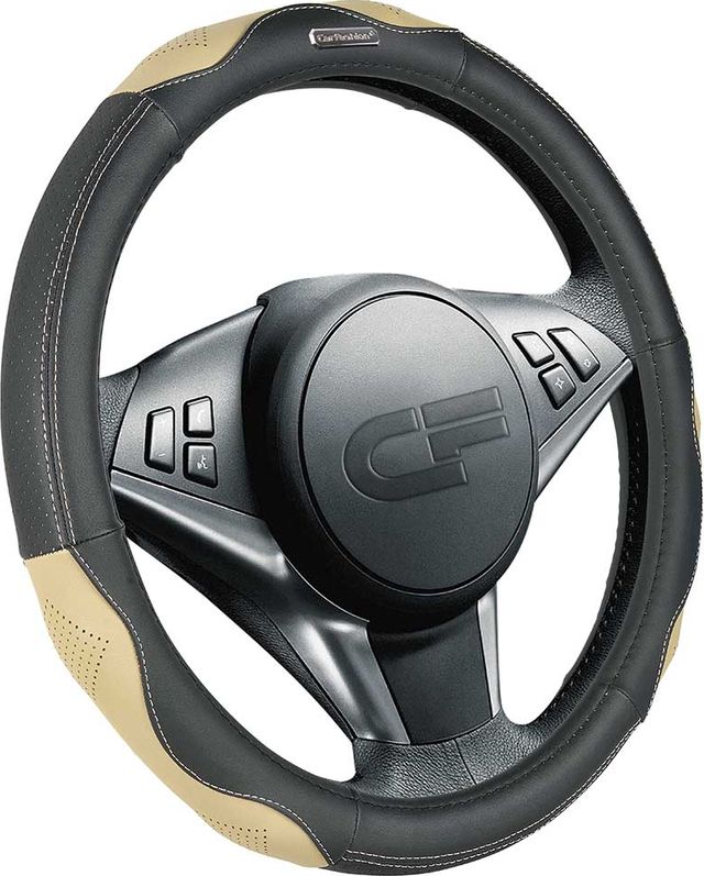 Оплётка на руль CarFashion Storm (размер M, натуральная кожа, цвет ЧЕРНЫЙ/БЕЖЕВЫЙ/БЕЖЕВЫЙ). Артикул 31347