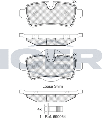 Тормозные колодки Icer задние для MINI Roadster R59 2011-2015. Артикул 181812