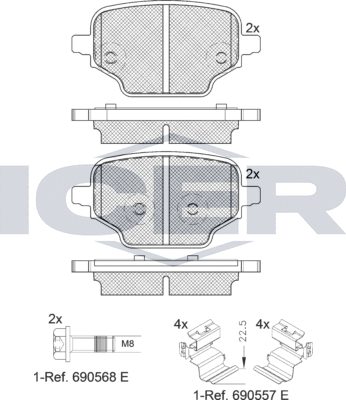 Тормозные колодки Icer. Артикул 182347