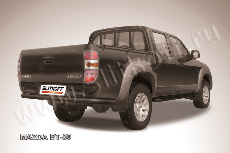 Защита Slitkoff заднего бампера d76 ЧЕРНАЯ матовая для Mazda BT-50 I 2006-2011. Артикул MZB014B