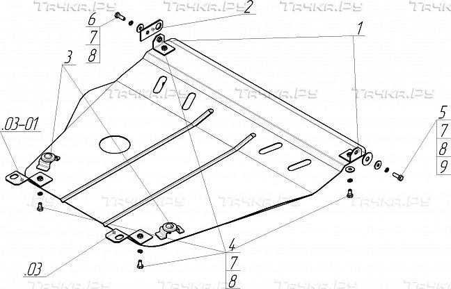 Защита Мотодор для картера, КПП Honda Civic V 1991-1995. Артикул 00801