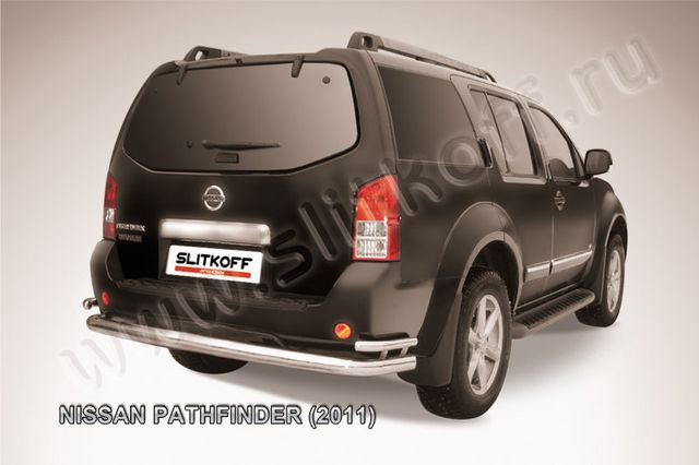 Защита Slitkoff заднего бампера d76/42 двойная для Nissan Pathfinder R51 2011-2014. Артикул NIP11-008