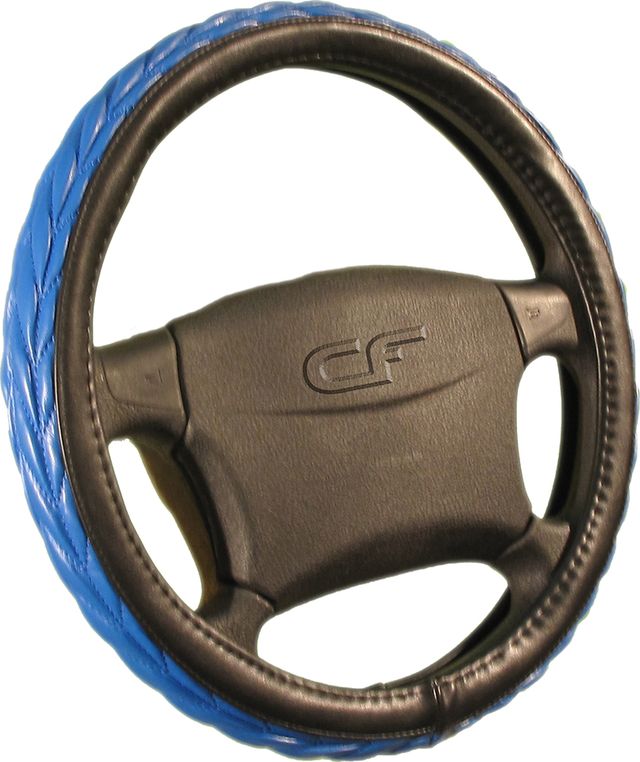 Оплётка на руль CarFashion Protector (размер M, искусственная кожа, цвет ЧЕРНЫЙ/СИНИЙ). Артикул 31253